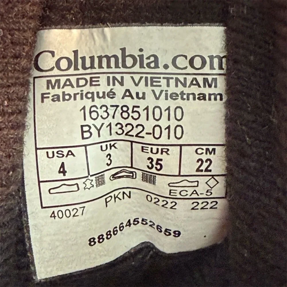 Columbia Rope Tow III Youth Winter Snow Boots Black/Gray Waterproof Size 4
